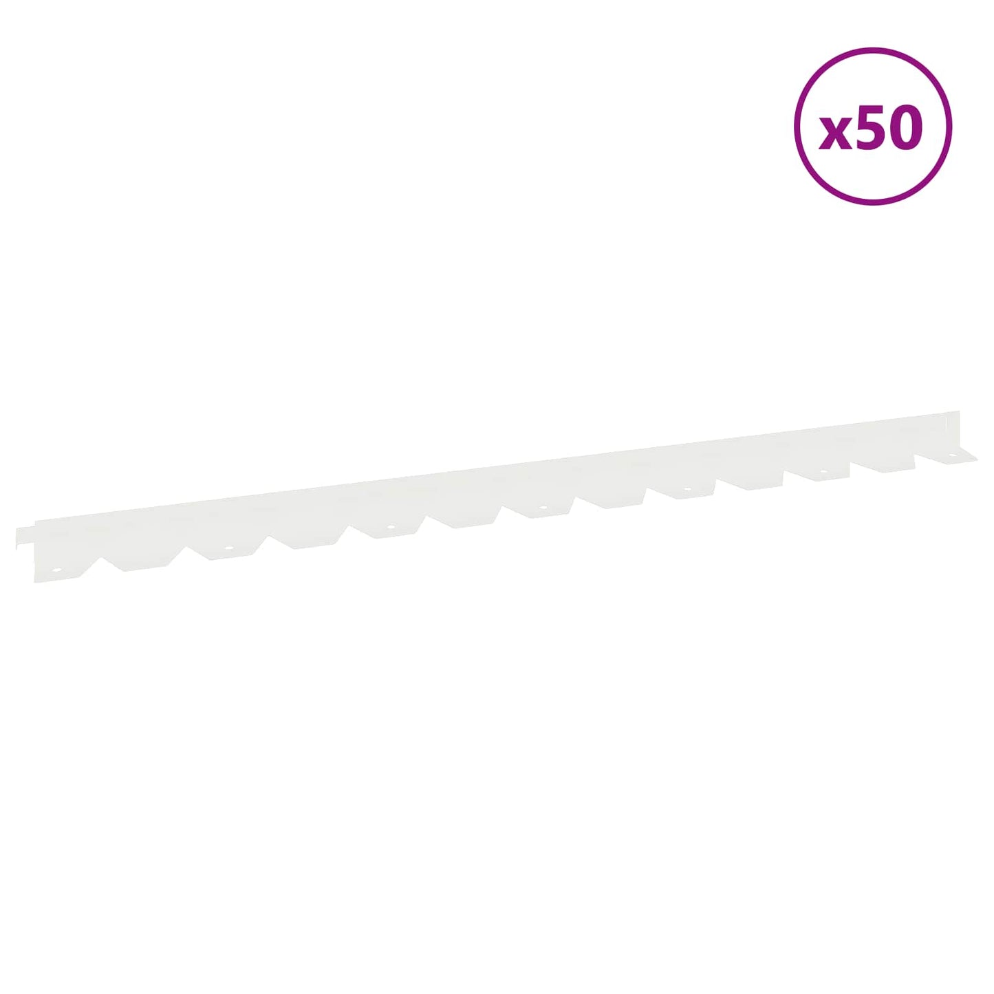 Lawn Edging 50 pcs 102 x 4 x 4 cm Steel White