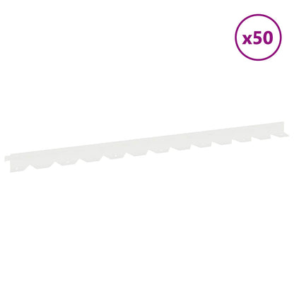 Lawn Edging 50 pcs 102 x 4 x 4 cm Steel White