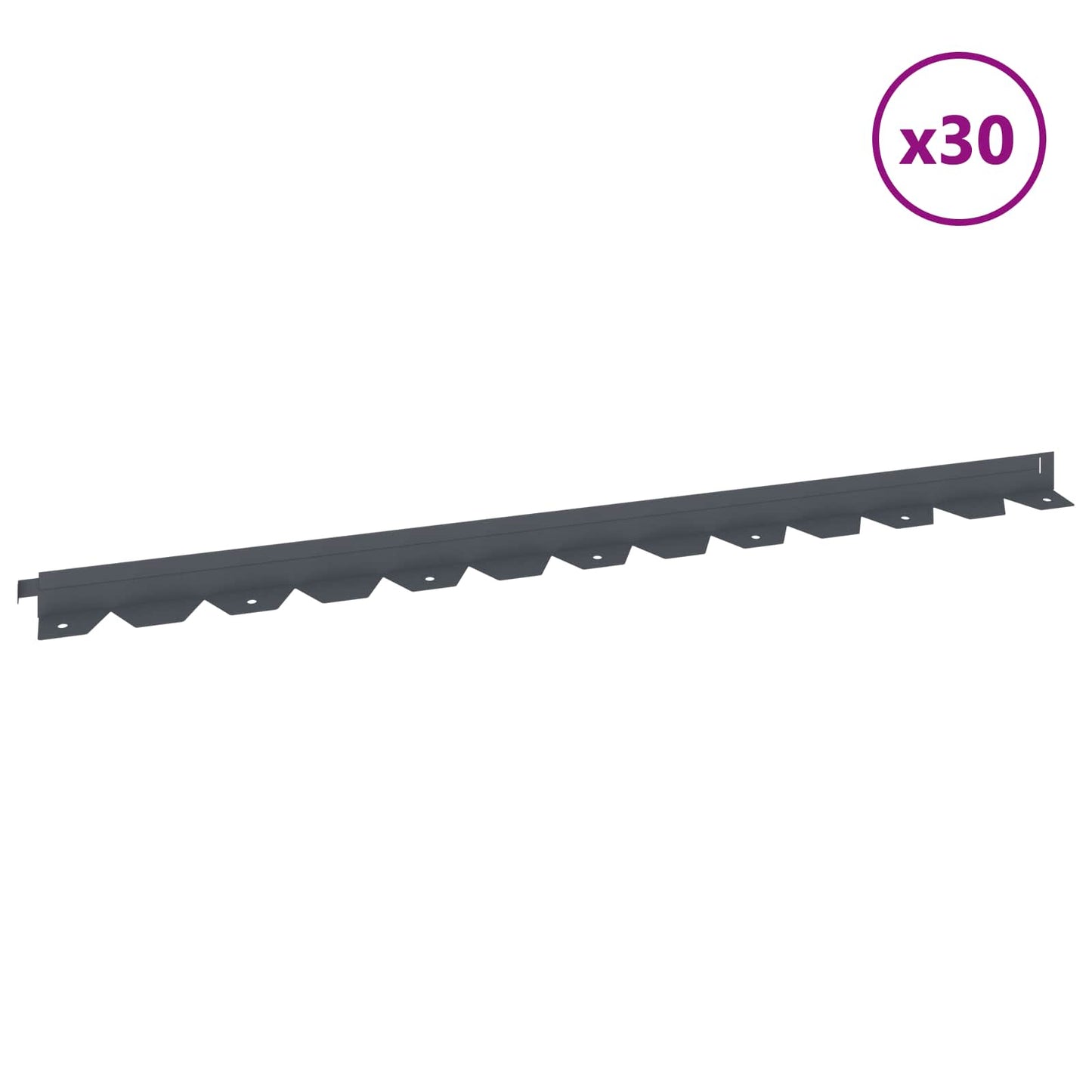 Lawn Edging 30 pcs 102 x 4 x 4 cm Steel Anthracite