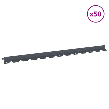 Lawn Edging 50 pcs 102 x 4 x 4 cm Steel Anthracite