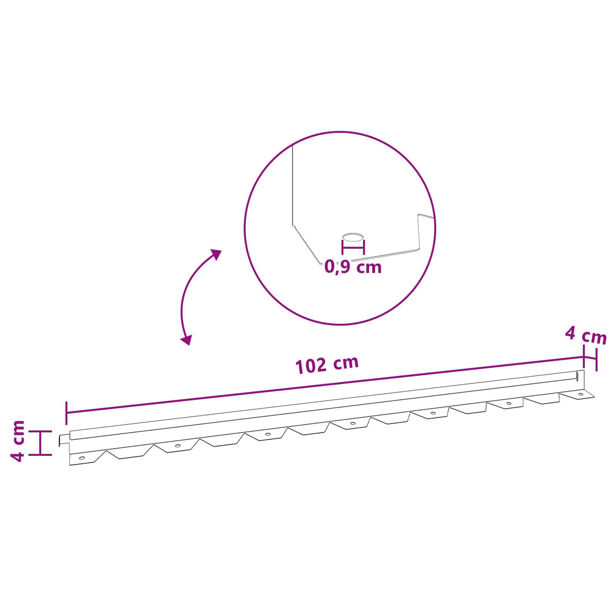 Lawn Edging 20 pcs 102 x 4 x 4 cm Steel Silver