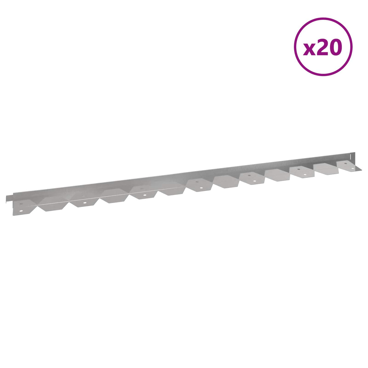 Lawn Edging 20 pcs 102 x 4 x 4 cm Steel Silver