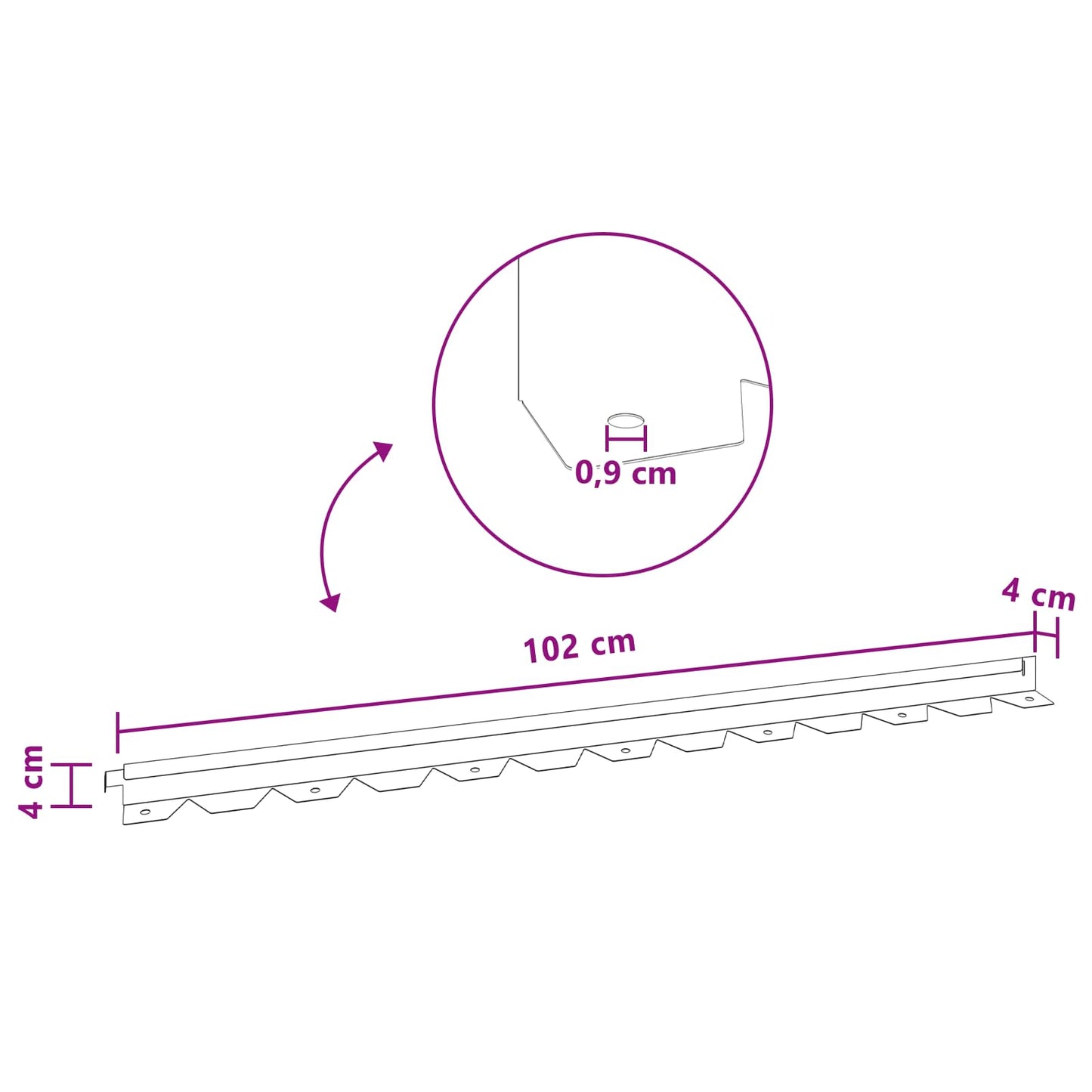 Lawn Edging 10 pcs 102 x 4 x 4 cm Steel Silver