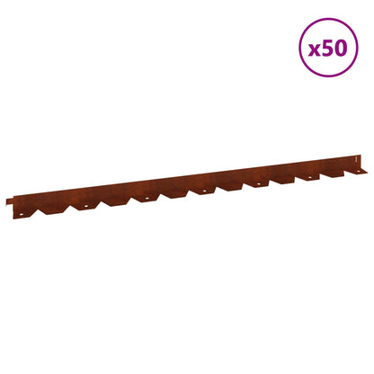 Lawn Edging 50 pcs 102 x 4 x 4 cm Steel Rusty