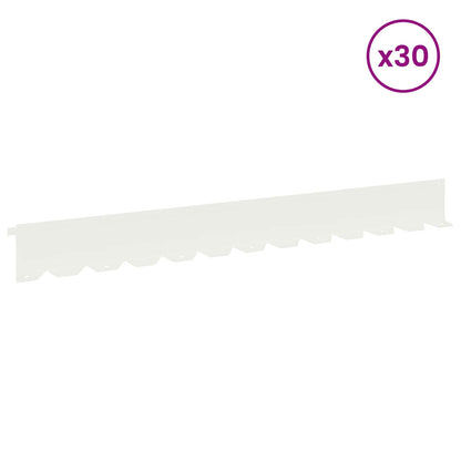 Lawn Edging 30 pcs 102 x 10 x 4 cm Steel White