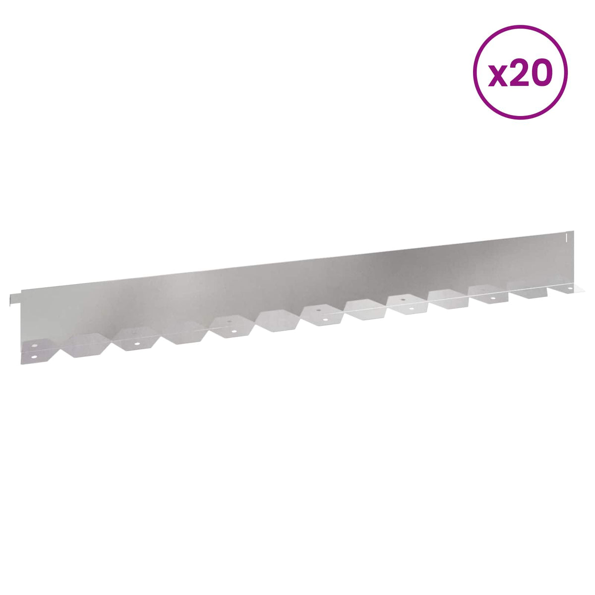 Lawn Edging 20 pcs 102 x 10 x 4 cm Steel Silver