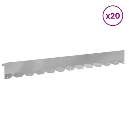 Lawn Edging 20 pcs 102 x 10 x 4 cm Steel Silver