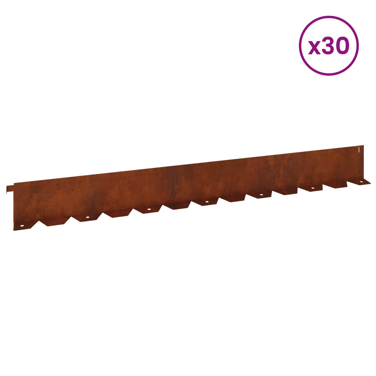 Lawn Edging 30 pcs 102 x 10 x 4 cm Steel Rusty
