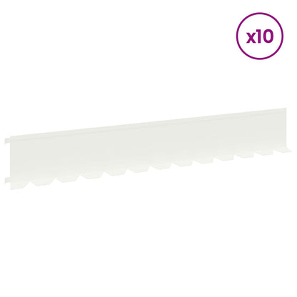 Lawn Edging 10 pcs 102 x 15 x 4 cm Steel White