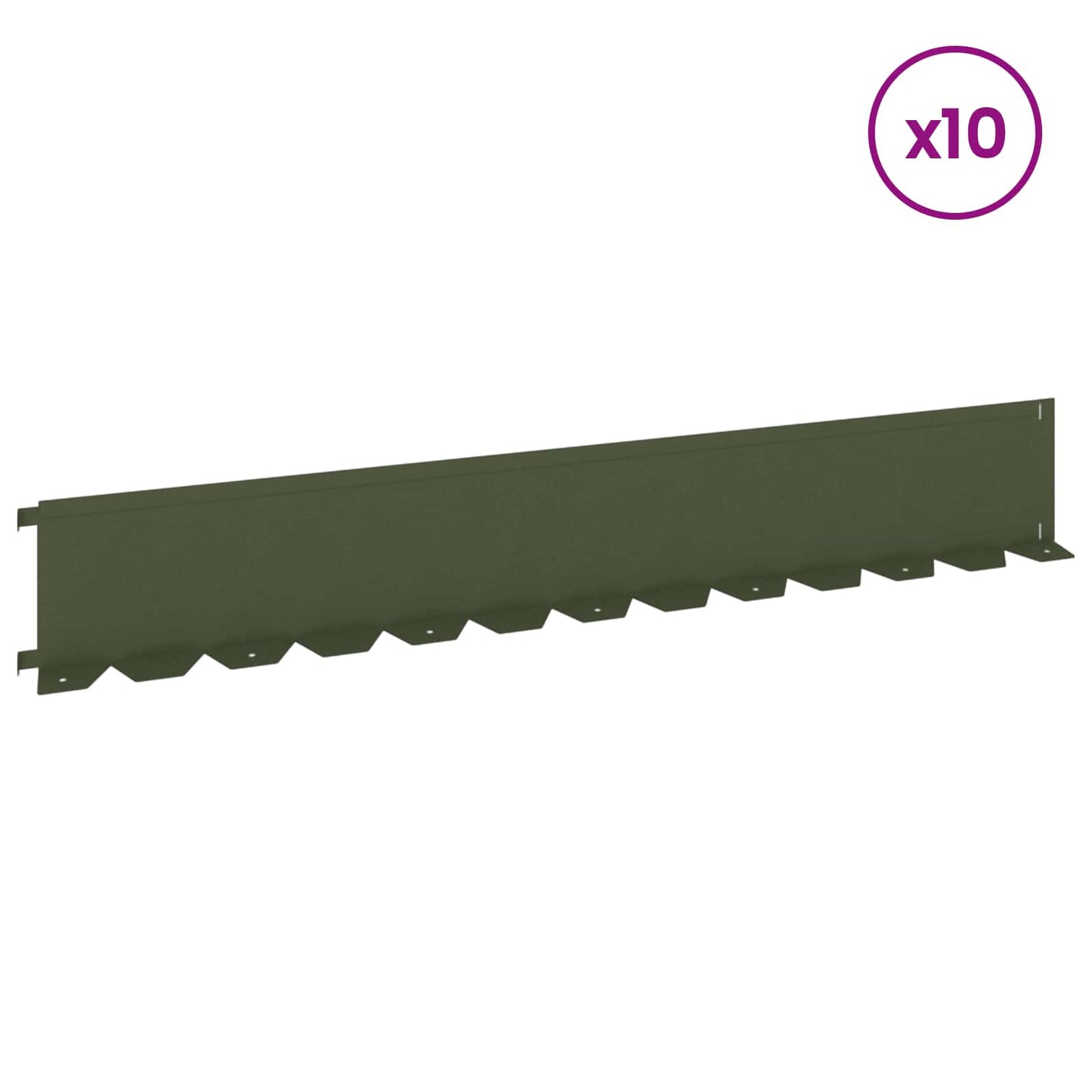 Lawn Edging 10 pcs 102 x 15 x 4 cm Steel Olive Green