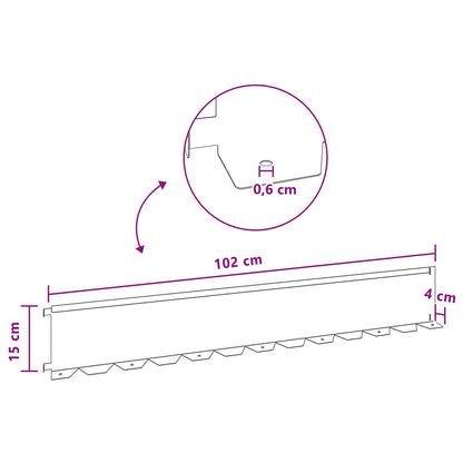 Lawn Edging 30 pcs 102 x 15 x 4 cm Steel Silver