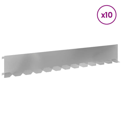 Lawn Edging 10 pcs 102 x 15 x 4 cm Steel Silver