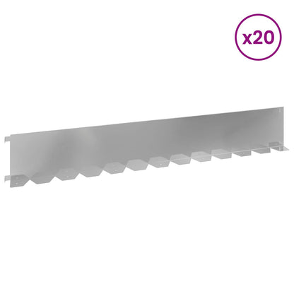 Lawn Edging 20 pcs 102 x 15 x 4 cm Steel Silver