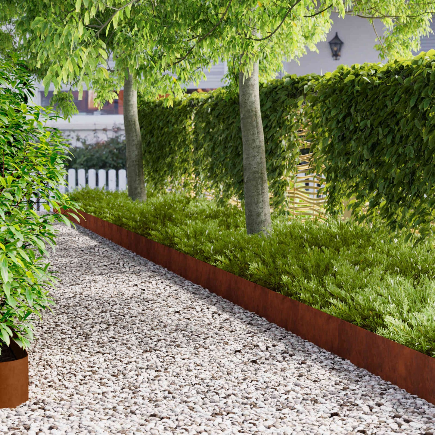 Lawn Edging 30 pcs 102 x 15 x 4 cm Steel Rusty