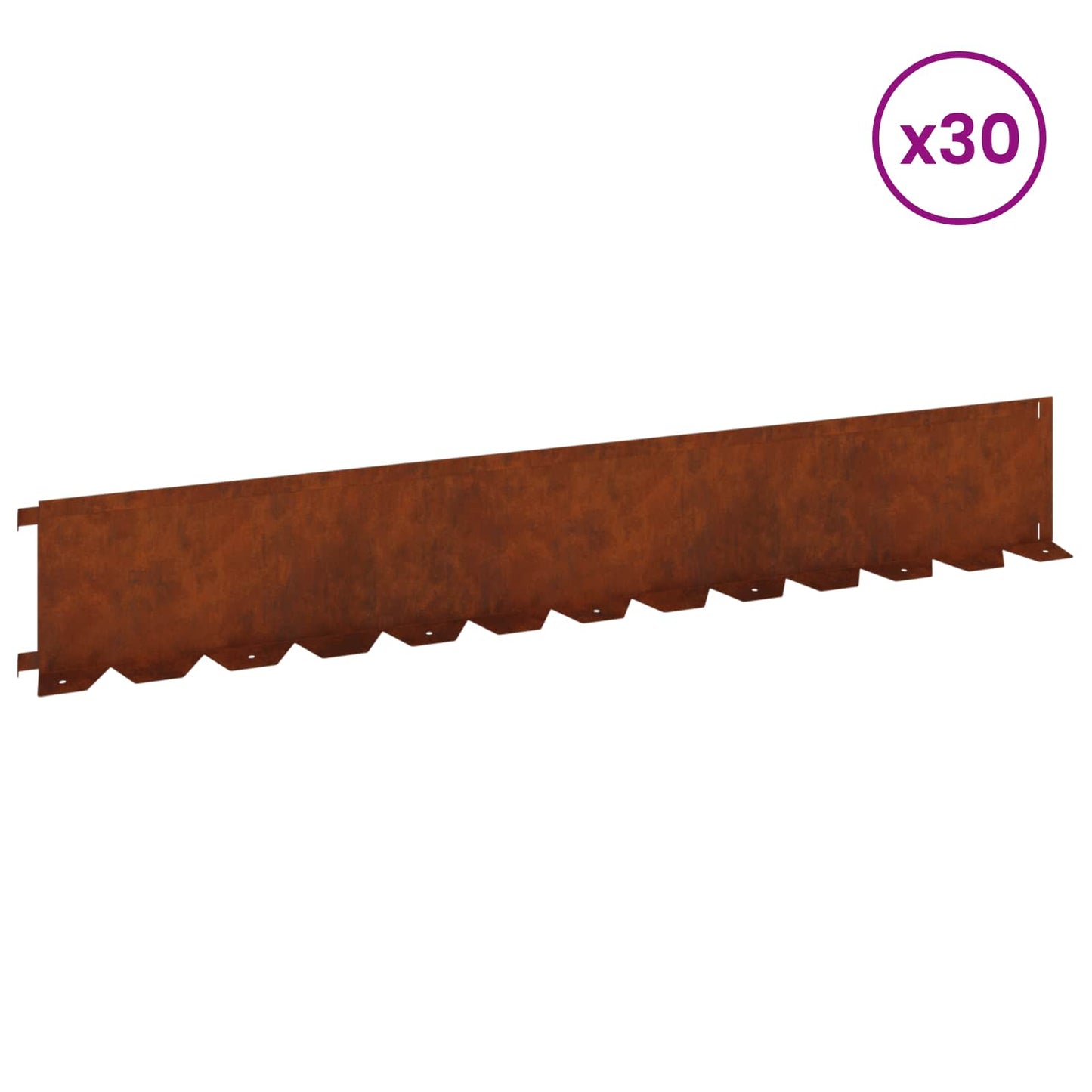 Lawn Edging 30 pcs 102 x 15 x 4 cm Steel Rusty