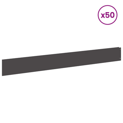 Lawn Edging 50 pcs 100 x 12 cm Steel Black