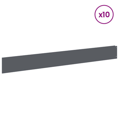 Lawn Edging 10 pcs 100 x 12 cm Steel Anthracite