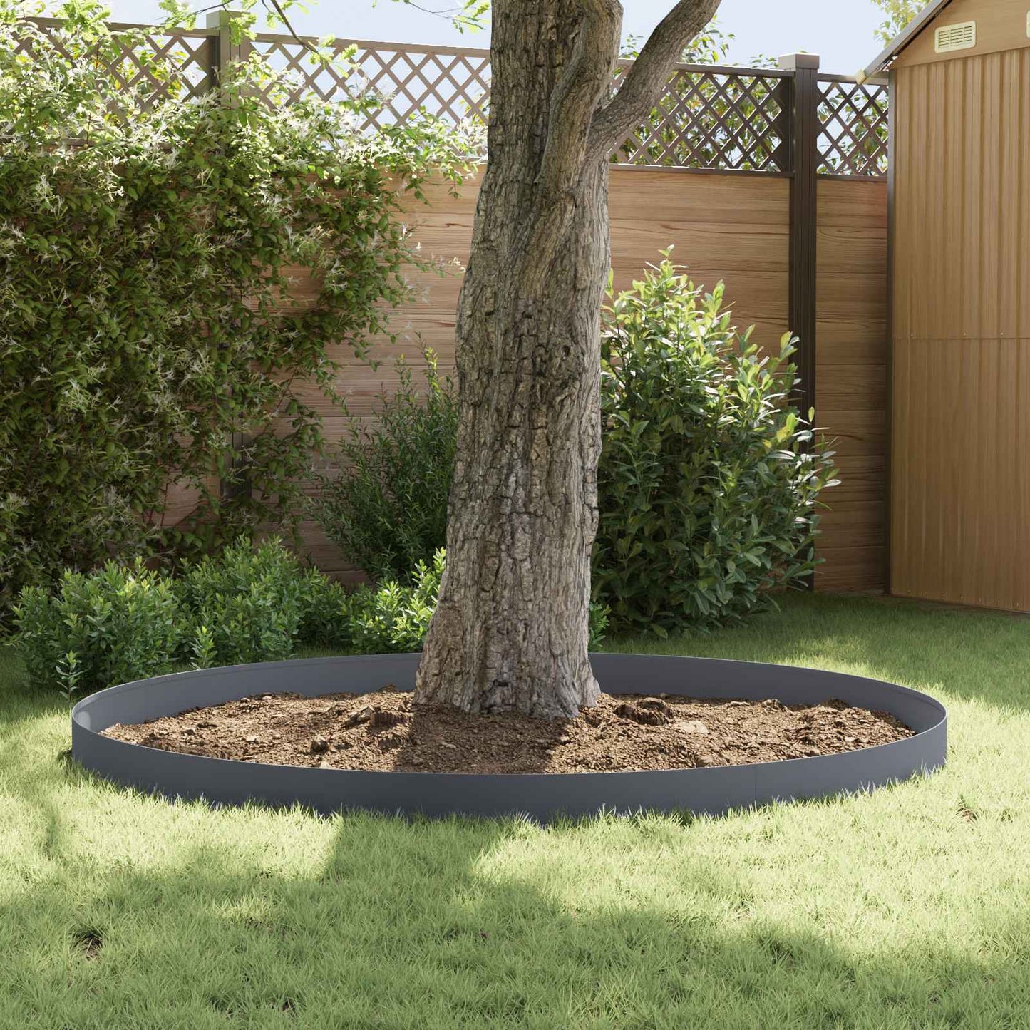 Lawn Edging 30 pcs 100 x 12 cm Steel Anthracite