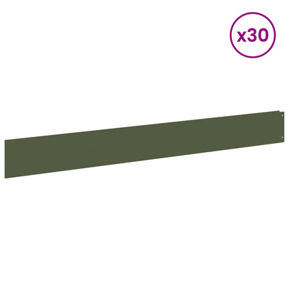 Lawn Edging 30 pcs 100 x 12 cm Steel Olive Green