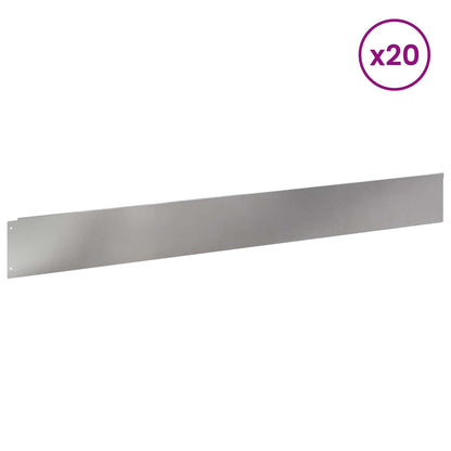 Lawn Edging 20 pcs 100 x 12 cm Steel Silver