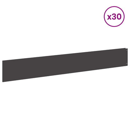 Lawn Edging 30 pcs 100 x 15 cm Steel Black