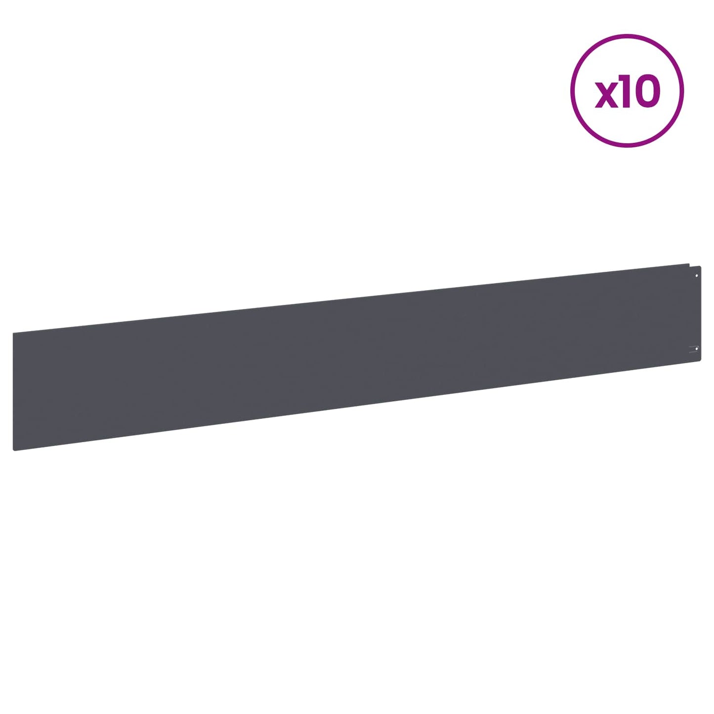 Lawn Edging 10 pcs 100 x 15 cm Steel Anthracite