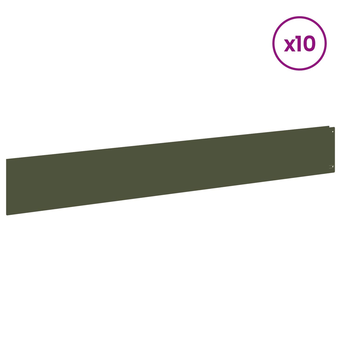 Lawn Edging 10 pcs 100 x 15 cm Steel Olive Green