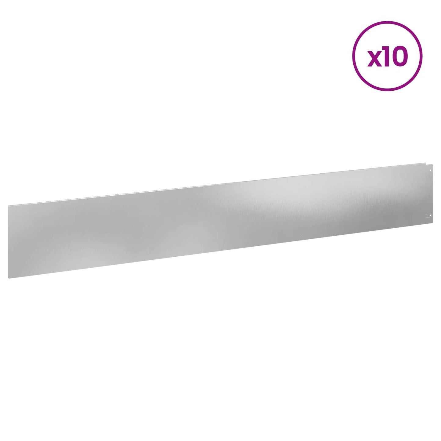 Lawn Edging 10 pcs 100 x 15 cm Steel Silver