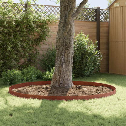 Lawn Edge with Top Fold 20 pcs 100x15cm Steel Rusty