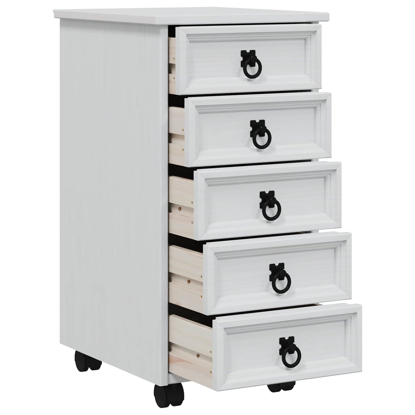 Rolling Cabinet with Drawers CORONA White