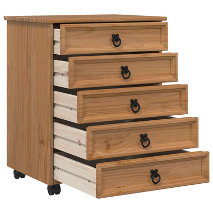 Rolling Cabinet with Drawers CORONA Honey Brown