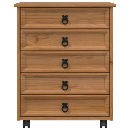 Rolling Cabinet with Drawers CORONA Honey Brown