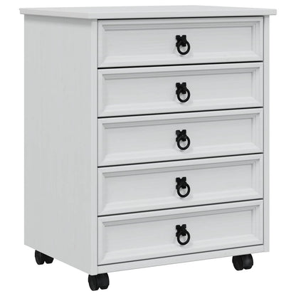 Rolling Cabinet with Drawers CORONA White