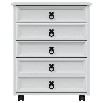 Rolling Cabinet with Drawers CORONA White