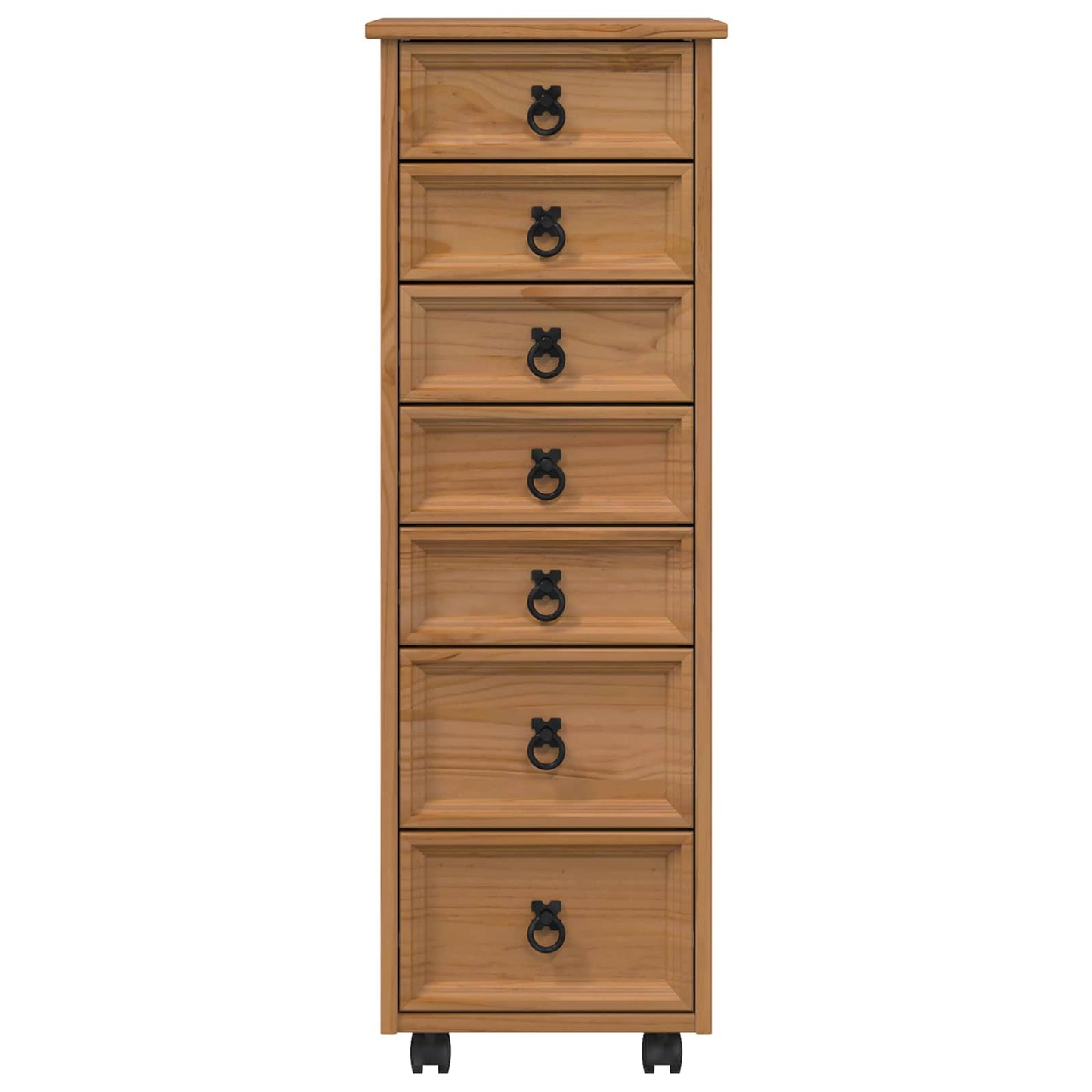 Rolling Cabinet with Drawers CORONA Honey Brown