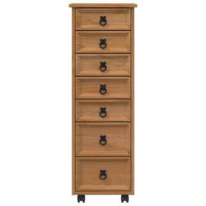 Rolling Cabinet with Drawers CORONA Honey Brown