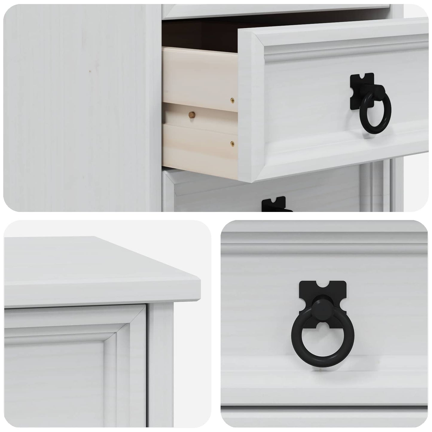 Rolling Cabinet with Drawers CORONA White