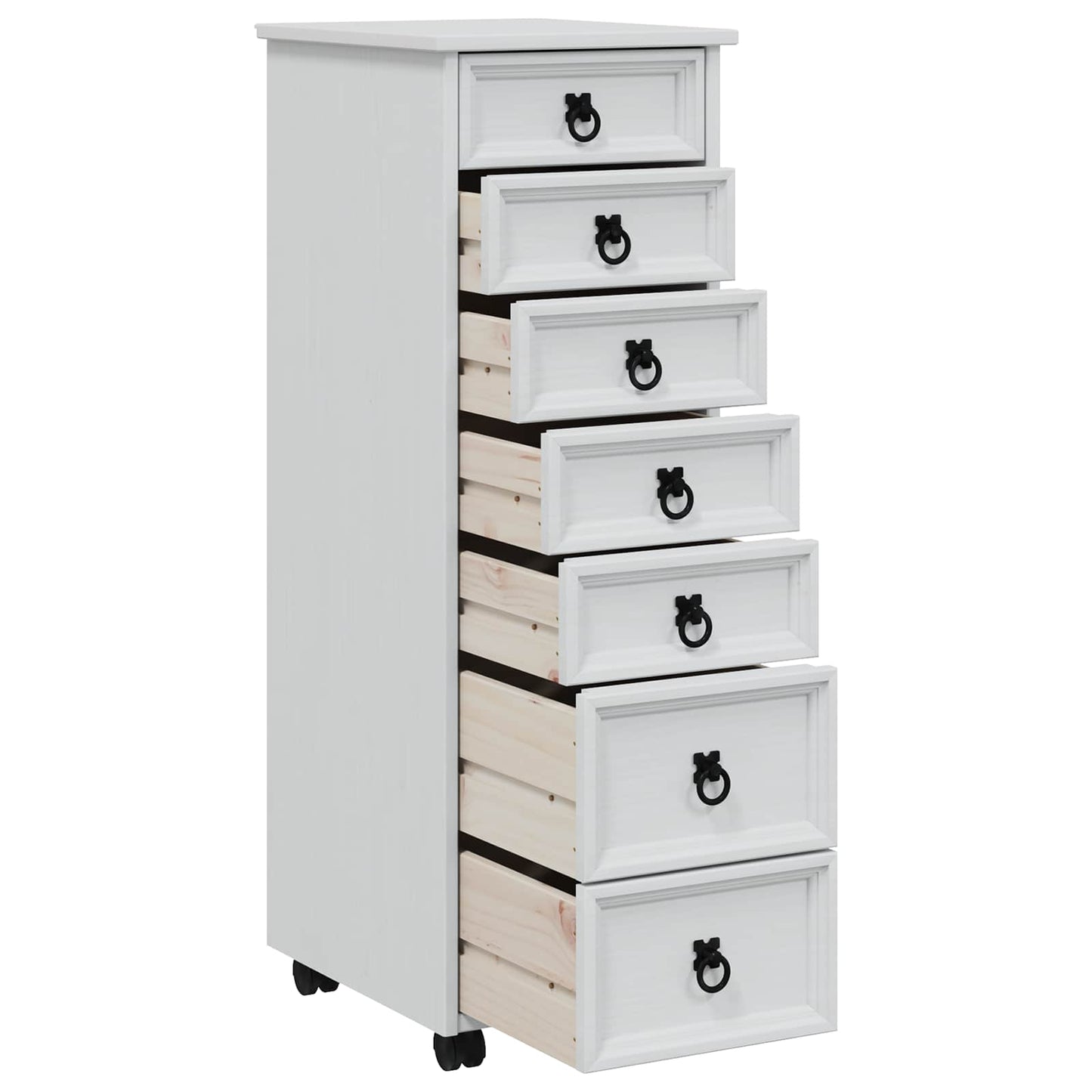 Rolling Cabinet with Drawers CORONA White