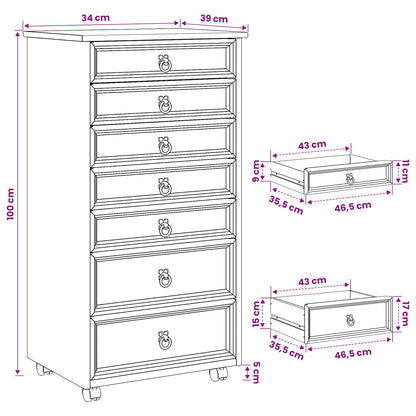 Rolling Cabinet with Drawers CORONA Honey Brown