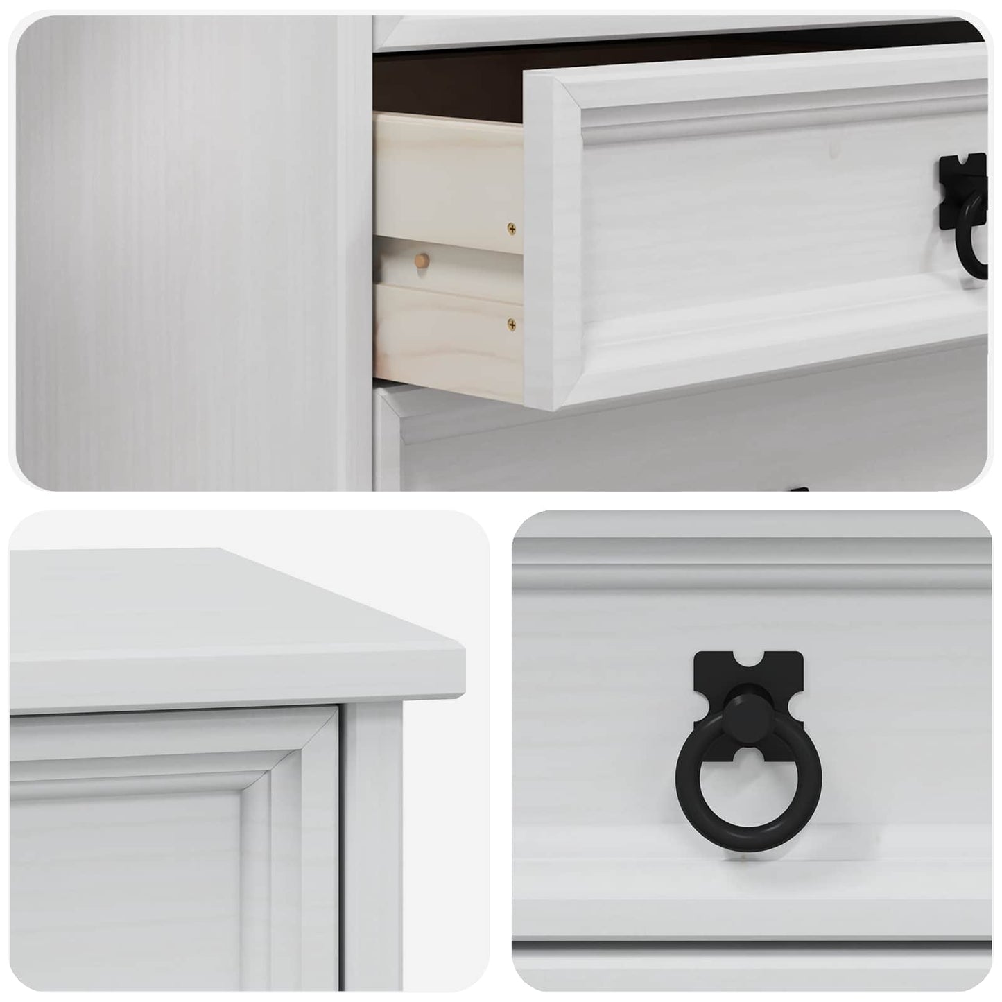 Rolling Cabinet with Drawers CORONA White