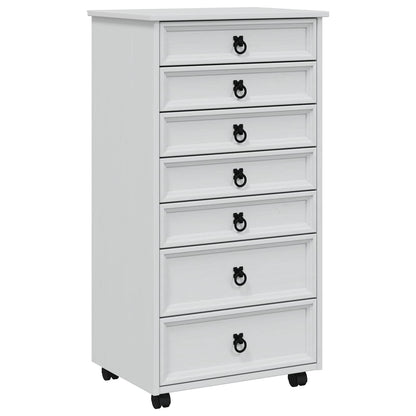 Rolling Cabinet with Drawers CORONA White