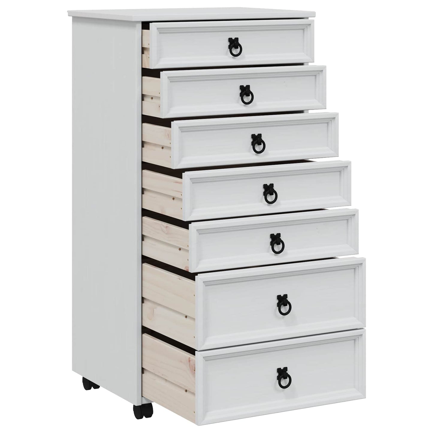 Rolling Cabinet with Drawers CORONA White
