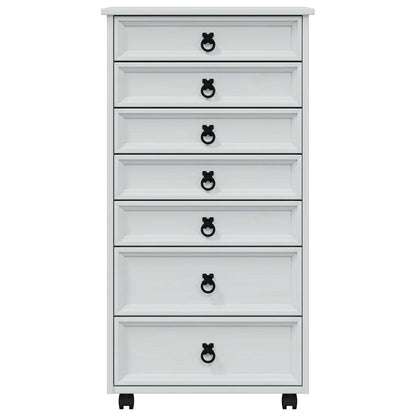 Rolling Cabinet with Drawers CORONA White