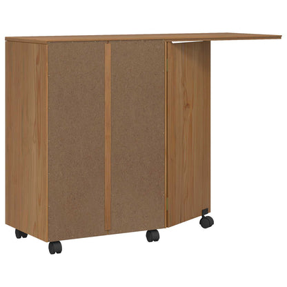Rolling Cabinet with Drawers & Folding Top CORONA Honey Brown