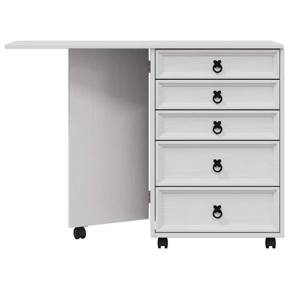 Rolling Cabinet with Drawers & Folding Top CORONA White