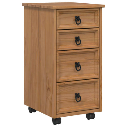 Rolling Cabinet with Drawers CORONA Honey Brown