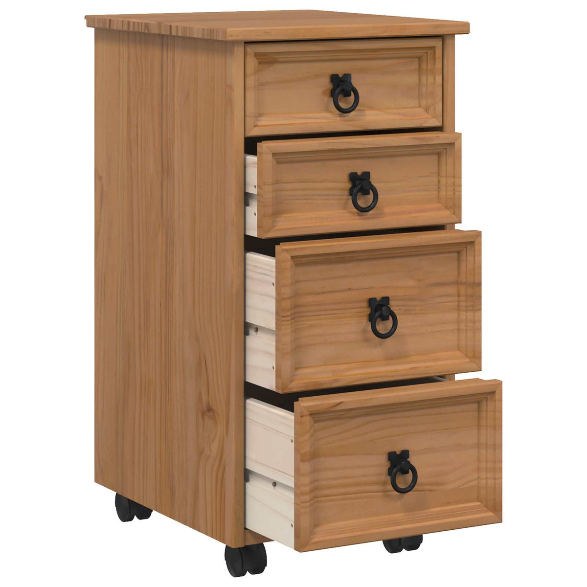 Rolling Cabinet with Drawers CORONA Honey Brown