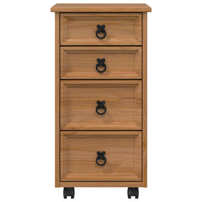 Rolling Cabinet with Drawers CORONA Honey Brown