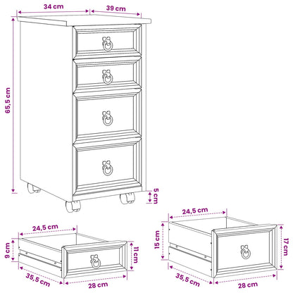 Rolling Cabinet with Drawers CORONA Honey Brown