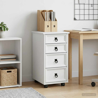 Rolling Cabinet with Drawers CORONA White